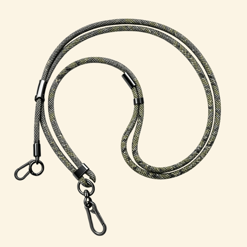 The Core Cord Moss & Olive Fleck – full lanyard coiled flat lay