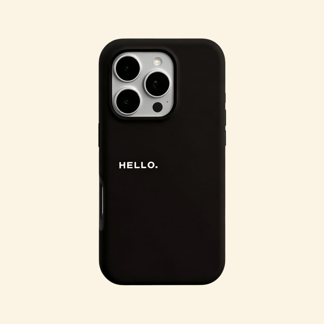 The Void Greeting – Minimalist “HELLO.” Typography iPhone Case