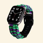 Purple & Green Paracord Braided Band for Apple Watch - Carapace StudioWatch BandCarapace StudioCarapace StudioApple Watch Ultra 3 (49mm)Purple & Green Paracord Braided Band — full band isolated diagonal view