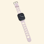 Pale Sakura Pink Cutout Chain Link Silicone Band — flat lay showing full strap length and chain link detail