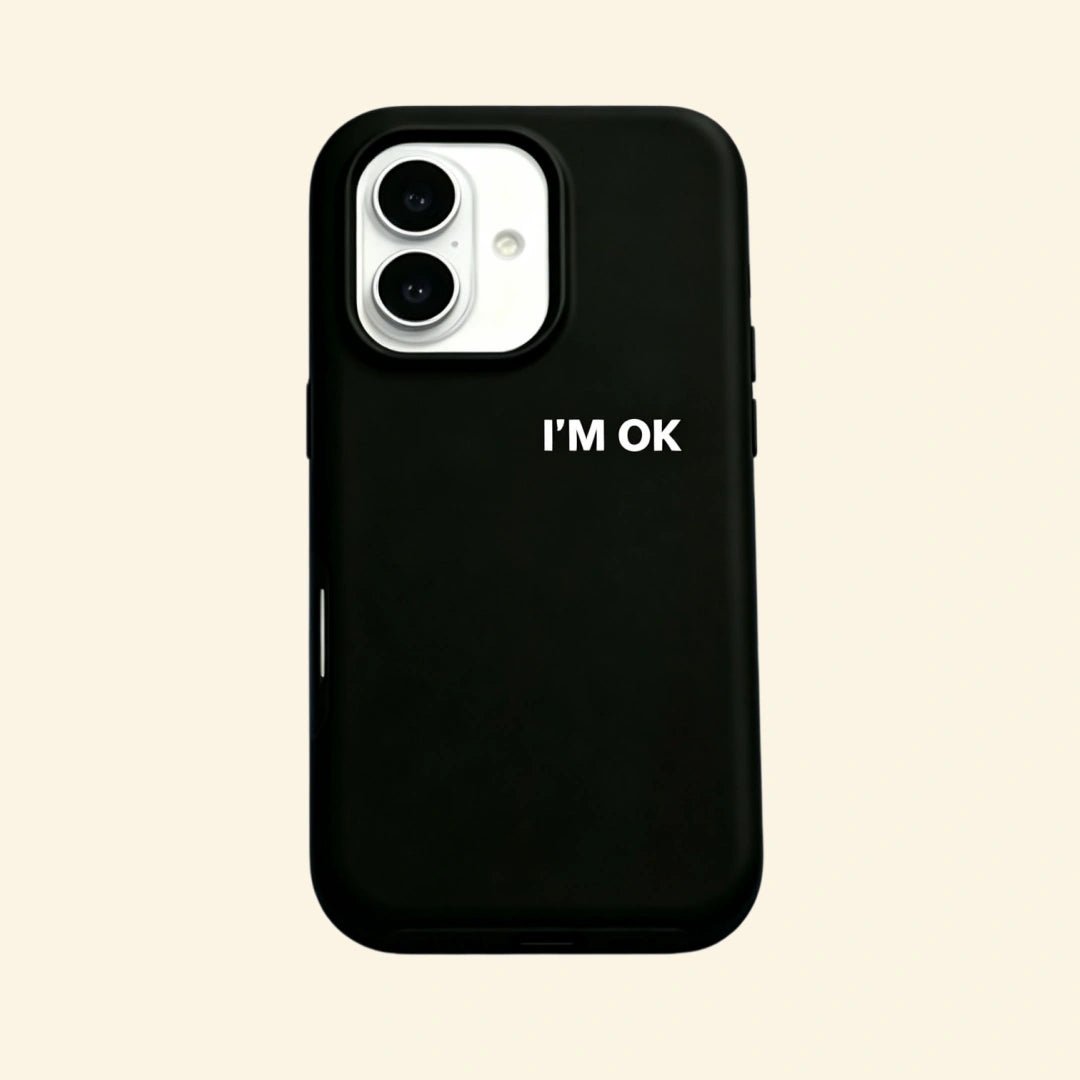 The Statement Case – "I'M OK" Matte Black Magnetic Protective Shell - Carapace StudioPhone CaseCarapace StudioCarapace StudioCS-801-IP17iPhone 17The Statement Case – "I'M OK" Matte Black Magnetic Protective Shell
