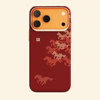 Specimen No. 10547 Galloping Steed Aramid iPhone Case — bottom USB-C port detail in crimson