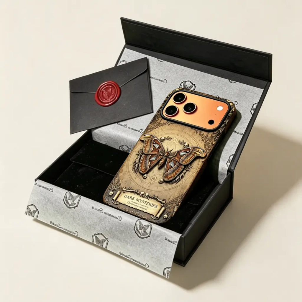 The Atlas Specimen — Royal Titan Moth Enclosure for iPhone 17 Pro Max