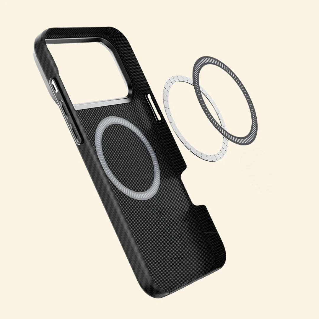 Specimen No. 10549 — Zero-Gravity™ Ultra-Slim Aramid Case for iPhone - Carapace StudioiPhone CaseCarapace StudioCarapace StudioCS-10549-ZG-BLACKiPhone 17 Pro MaxSpecimen No. 10549 Zero-Gravity Aramid iPhone Case — full back view, black twill weave