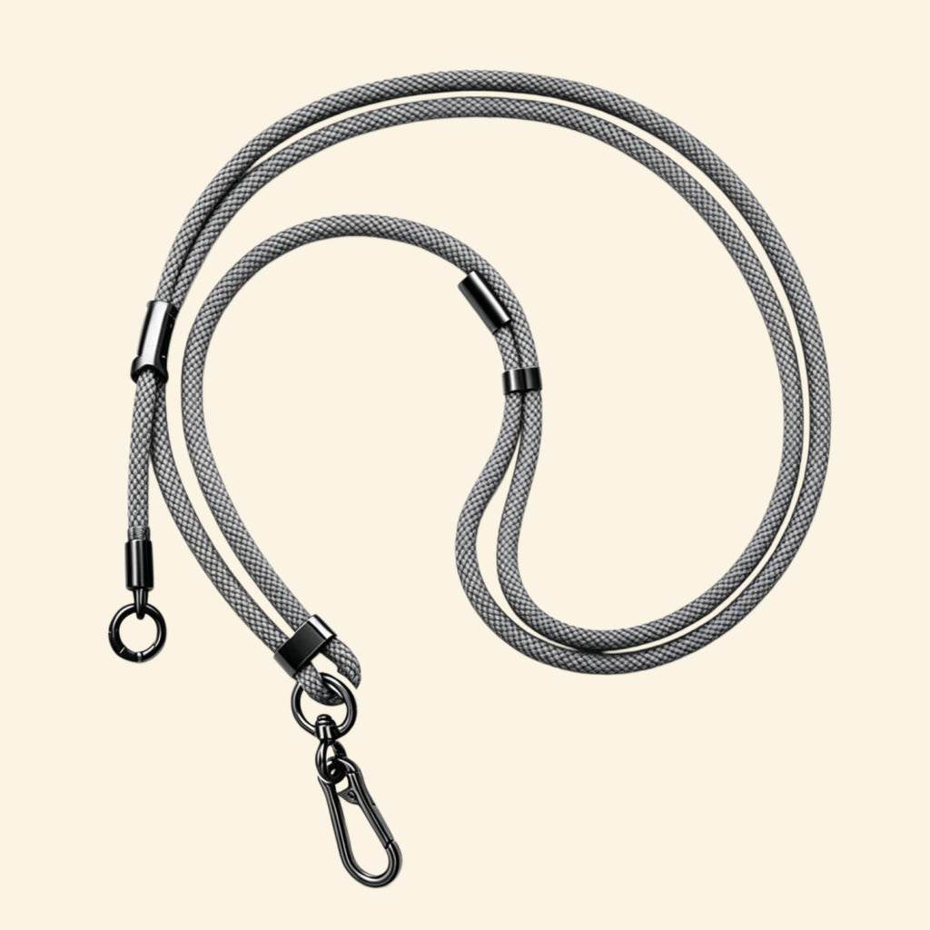 The Core Cord Monochrome Grid – full lanyard coiled flat lay