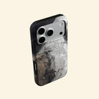 The Glacial Strata case – front and side profile showing slim shell with geological texture