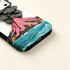 Volcanic Eruption MagSafe Phone Case – close-up of teal ocean wave and lava detail at bottom