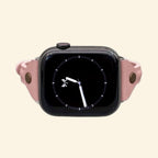 Dusty Blush Leather Band — rear strap detail with stitching and buckle