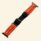 Tactical Paracord Braided Band for Apple Watch — Specimen No. 9808 - Carapace StudioApple Watch BandCarapace StudioCarapace StudioCS-9808-PCRD-ORG-AW-1Apple Watch Ultra 3 (49mm)Tactical Paracord Braided Apple Watch Band — angled view on watch, bold orange weave detail, Specimen No. 9808