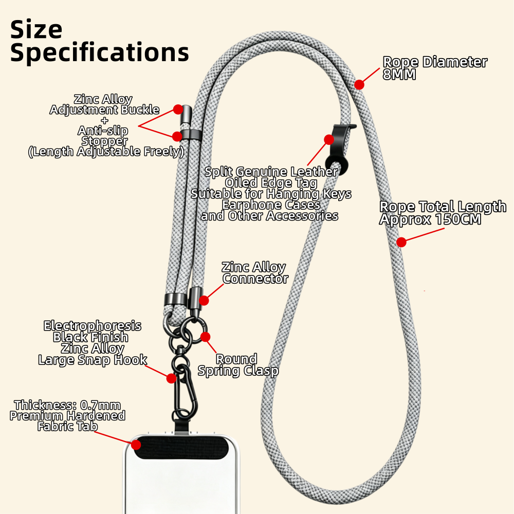 The Core Cord – Archival Utility Rope Lanyard System Black & White