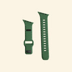 Forest Green Ocean Wave Apple Watch Band — band pieces detail on cream background