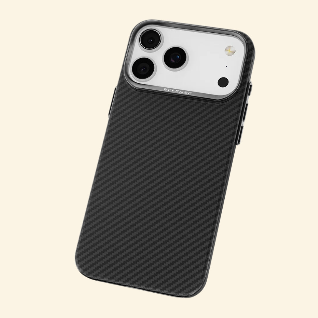 Specimen No. 10549 — Zero-Gravity™ Ultra-Slim Aramid Case for iPhone - Carapace StudioiPhone CaseCarapace StudioCarapace StudioCS-10549-ZG-BLACKiPhone 17 Pro MaxSpecimen No. 10549 Zero-Gravity Aramid iPhone Case — silver camera bezel close-up