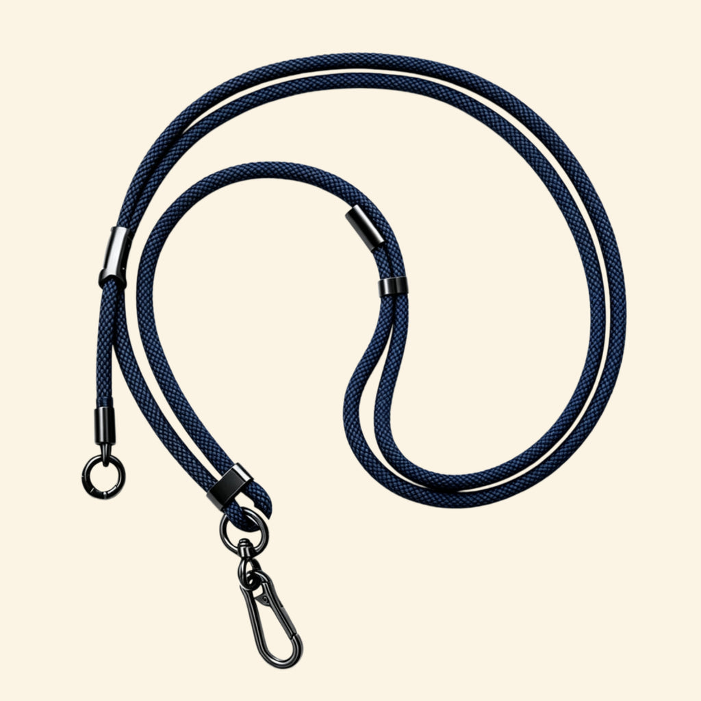 The Core Cord Onyx Black – full lanyard coiled flat lay
