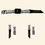 White & Black Paracord Braided Band — size variant flat lay