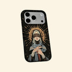 The Veiled Prophet case – hand-held lifestyle shot showing full veiled prophet artwork