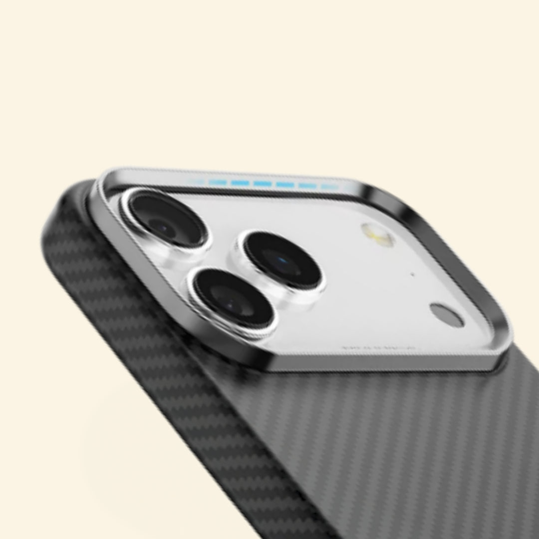 Specimen No. 10549 — Zero-Gravity™ Ultra-Slim Aramid Case for iPhone - Carapace StudioiPhone CaseCarapace StudioCarapace StudioCS-10549-ZG-BLACKiPhone 17 Pro MaxSpecimen No. 10549 Zero-Gravity Aramid iPhone Case — lifestyle in-hand ear shot