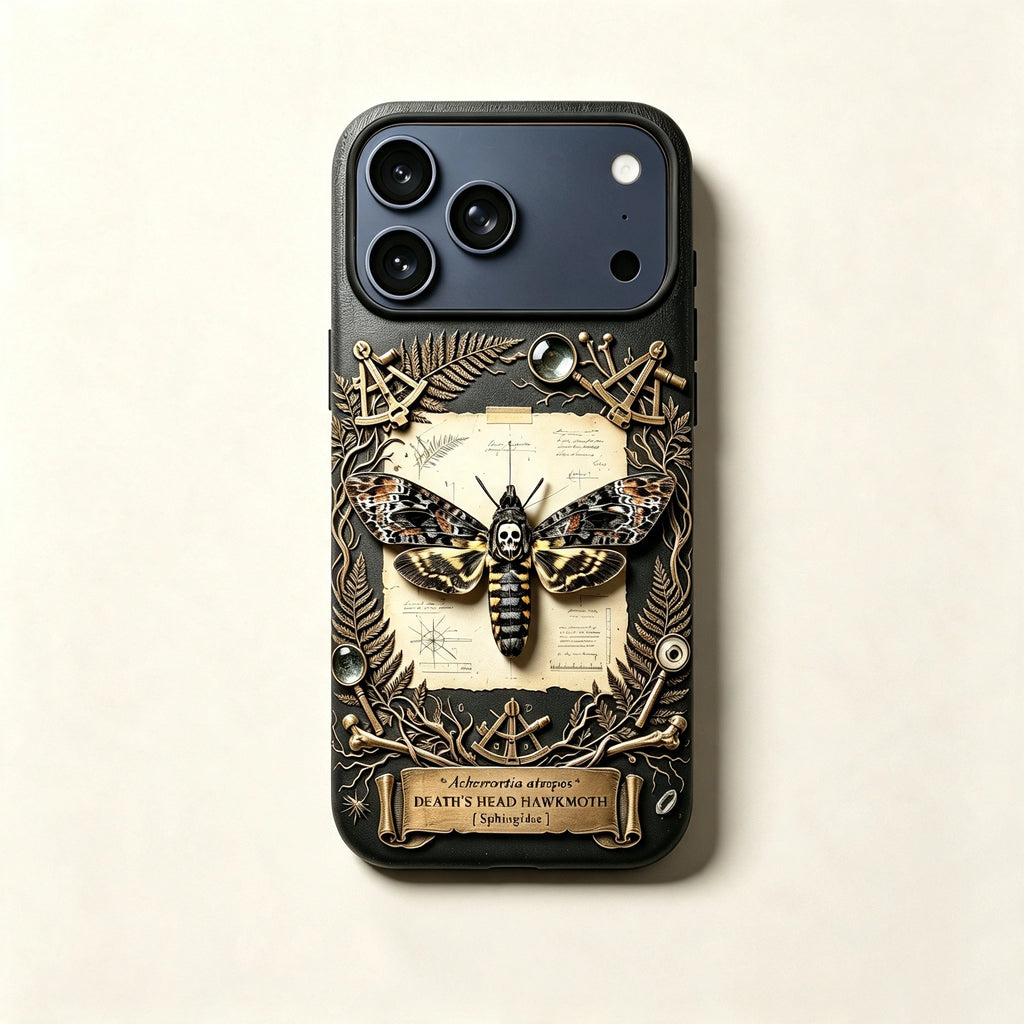 The Acherontia Specimen — Death's-Head Hawkmoth Enclosure for iPhone 17 Pro Max