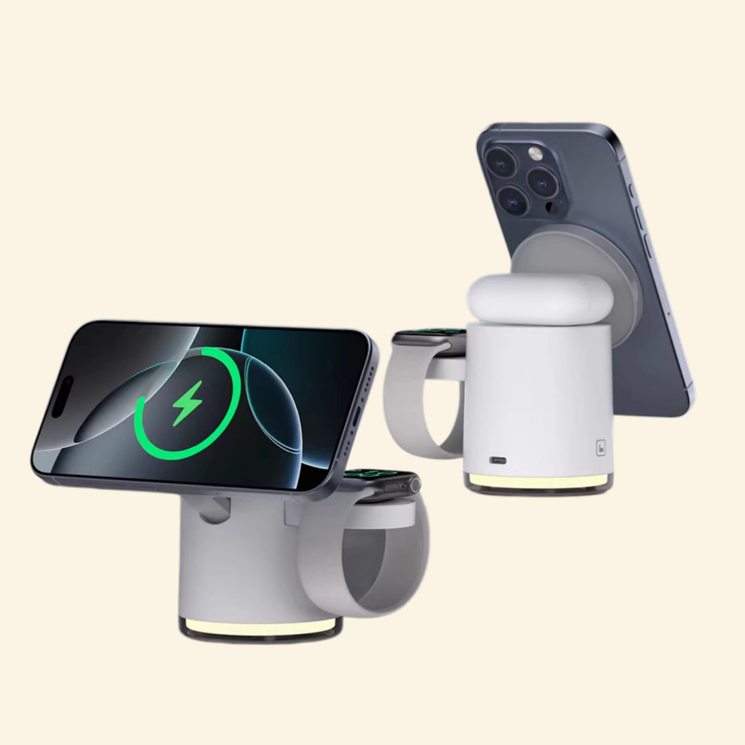 X-ray view of charging stand showing MagSafe wireless charging field and internal coil