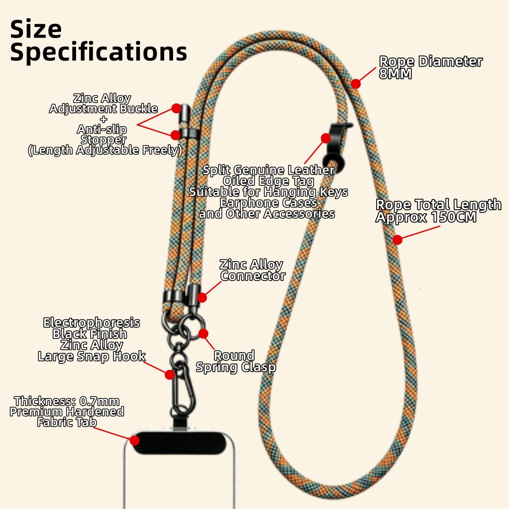 The Core Cord – Archival Utility Rope Lanyard System Amber &amp; Teal Cross-Weave