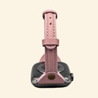 Dusty Blush Leather Band — angled side profile on Apple Watch