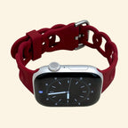 Deep Burgundy Cutout Chain Link Silicone Band for Apple Watch - Carapace StudioWatch BandCarapace StudioCarapace StudioSPEC-8676-CRIMSON-ROSE-1Apple Watch Ultra 3 (49mm)Deep Burgundy Cutout Chain Link Silicone Band - Front View