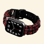Crimson & Black Paracord Braided Band — full band isolated diagonal view