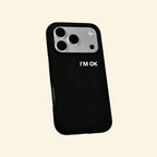 The Statement Case – "I'M OK" Matte Black Magnetic Protective Shell - Carapace StudioPhone CaseCarapace StudioCarapace StudioCS-801-IP16PMiPhone 16 Pro MaxI'M OK Magnetic Case – flat lay with side