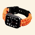 Tactical Paracord Braided Band for Apple Watch — Specimen No. 9808 - Carapace StudioApple Watch BandCarapace StudioCarapace StudioCS-9808-PCRD-ORG-AW-1Apple Watch Ultra 3 (49mm)Tactical Paracord Braided Apple Watch Band — front-facing view on watch showing full braid texture, Specimen No. 9808