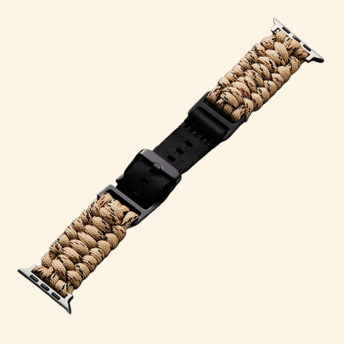Desert Khaki Paracord Braided Band for Apple Watch - Carapace StudioWatch BandCarapace StudioCarapace StudioApple Watch Ultra 3 (49mm)Desert Khaki Paracord Braided Band on Apple Watch — front face view