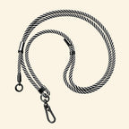 The Core Cord Monochrome Zebra Stripe – full lanyard coiled flat lay