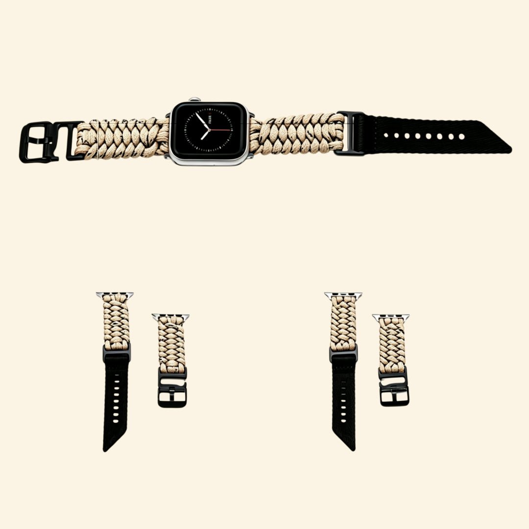 Desert Khaki Paracord Braided Band for Apple Watch - Carapace StudioWatch BandCarapace StudioCarapace StudioApple Watch Ultra 3 (49mm)Desert Khaki Paracord Braided Band — full band isolated diagonal view