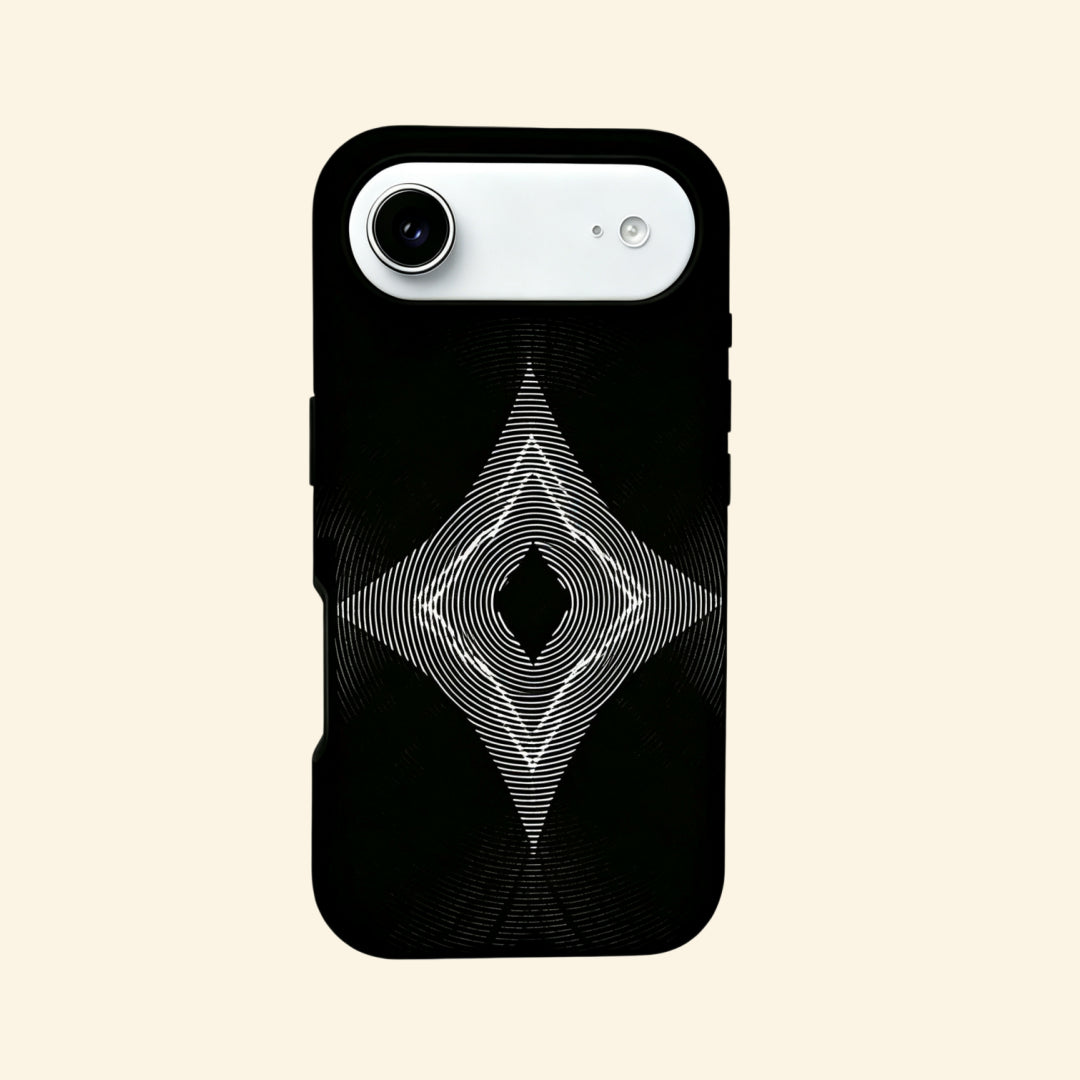 The Sonic Starburst – Geometric Line Starburst & Optical Rhombus iPhone Case
