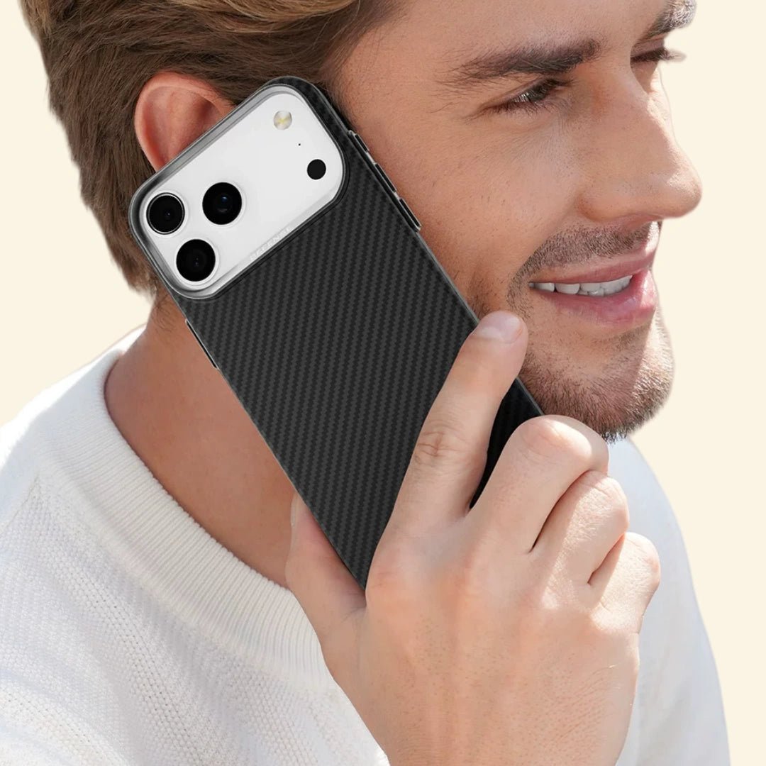 Specimen No. 10549 — Zero-Gravity™ Ultra-Slim Aramid Case for iPhone - Carapace StudioiPhone CaseCarapace StudioCarapace StudioCS-10549-ZG-BLACKiPhone 17 Pro MaxSpecimen No. 10549 Zero-Gravity Aramid iPhone Case — ultra-slim side profile hand hold