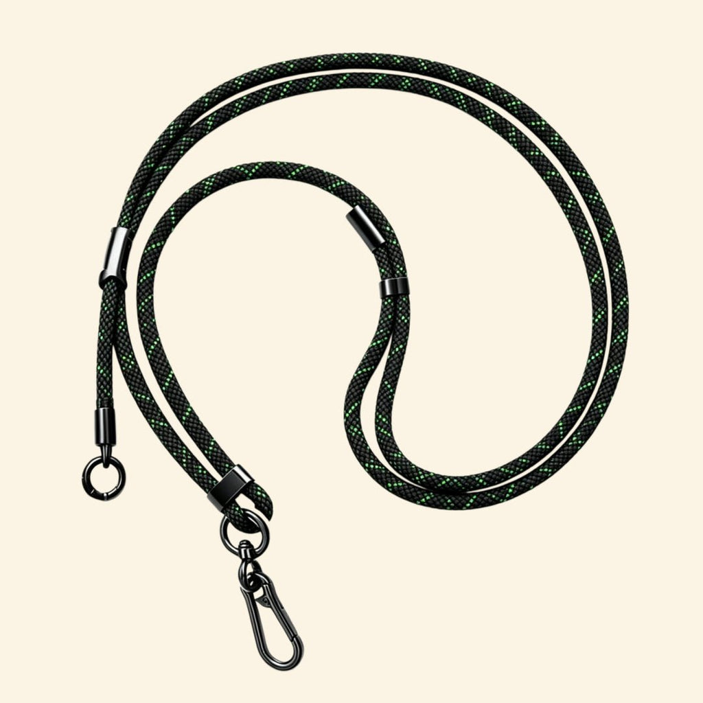 The Core Cord – Archival Utility Rope Lanyard System - Carapace StudioPhone LanyardCarapace StudioCarapace StudioCS-554-CYBER-NEON-GRIDThe Core Cord Cyber Neon Grid – full lanyard coiled flat lay