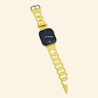 Vibrant Lemon Yellow Cutout Chain Link Silicone Band for Apple Watch - Carapace StudioWatch BandCarapace StudioCarapace StudioSPEC-8878-SOLAR-GINKGO-1Apple Watch Ultra 3 (49mm)Vibrant Lemon Yellow Cutout Chain Link Silicone Band - Flat Lay