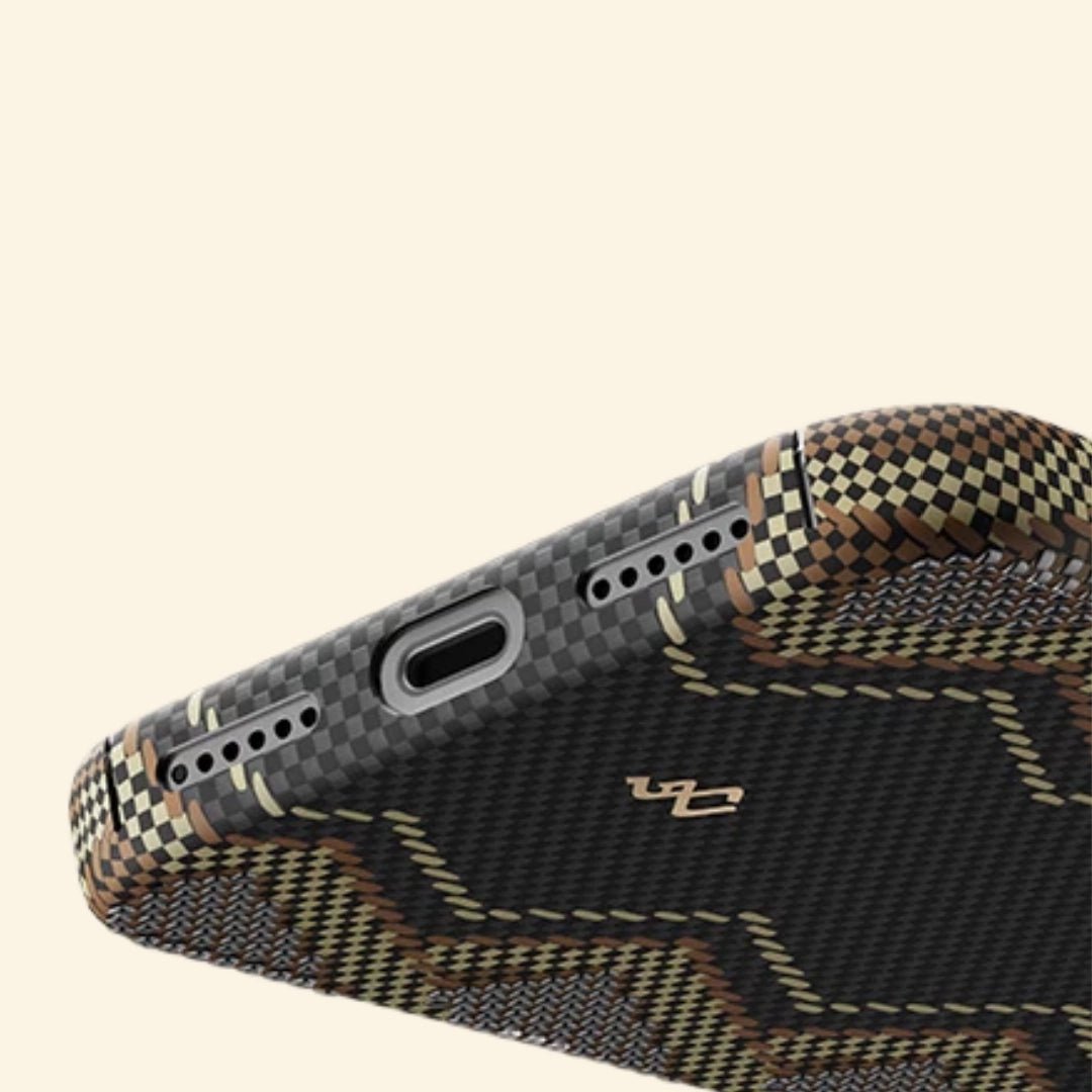 Specimen No. 10546 — Aramid Fiber Micro-Woven Case for iPhone - Carapace StudioiPhone CaseCarapace StudioCarapace StudioCS-10546-ARAMID-1iPhone 17 Pro MaxSpecimen No. 10546 Aramid Fiber iPhone Case — bottom USB-C port detail