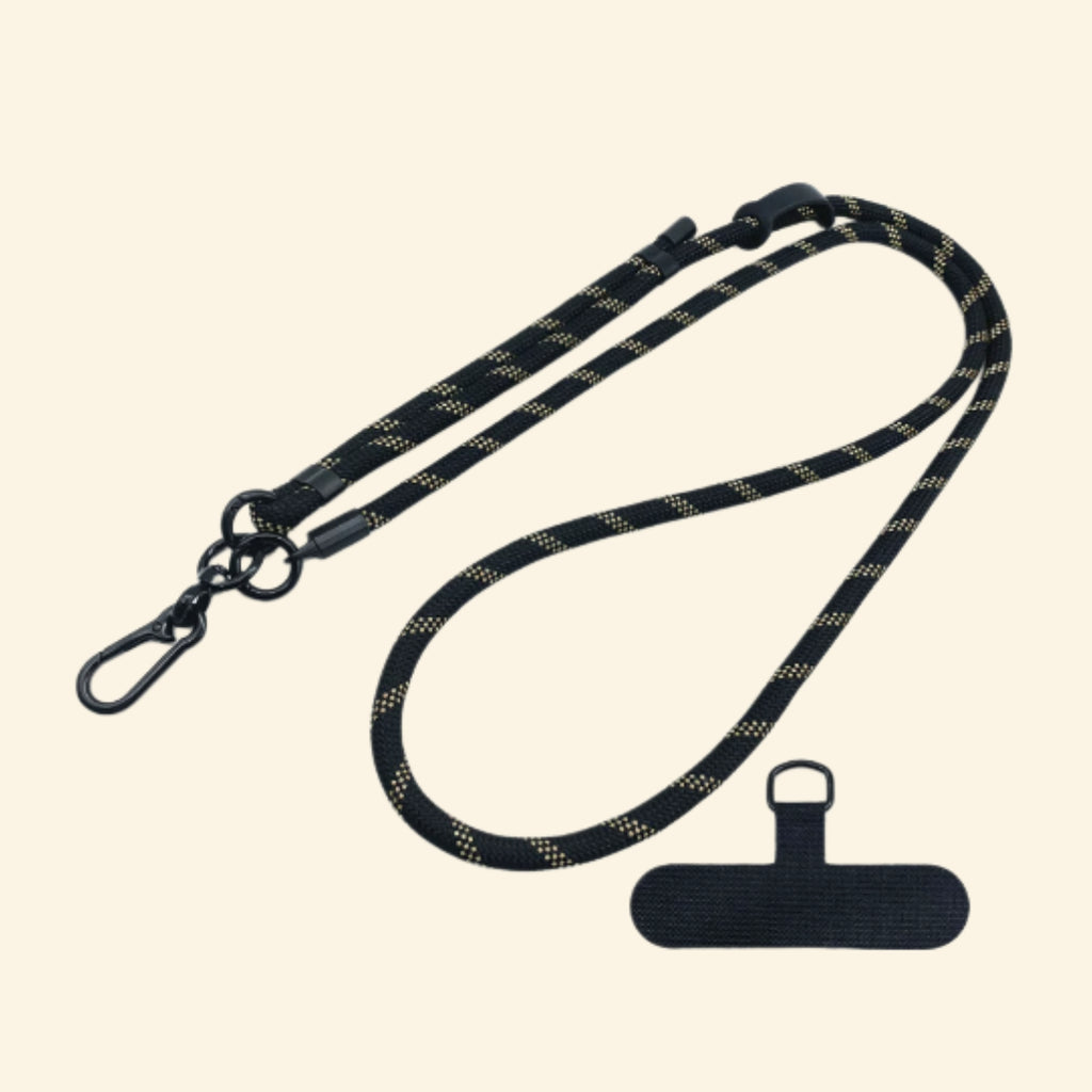The Core Cord Golden Fleck Grid – lanyard with tether pad flat lay