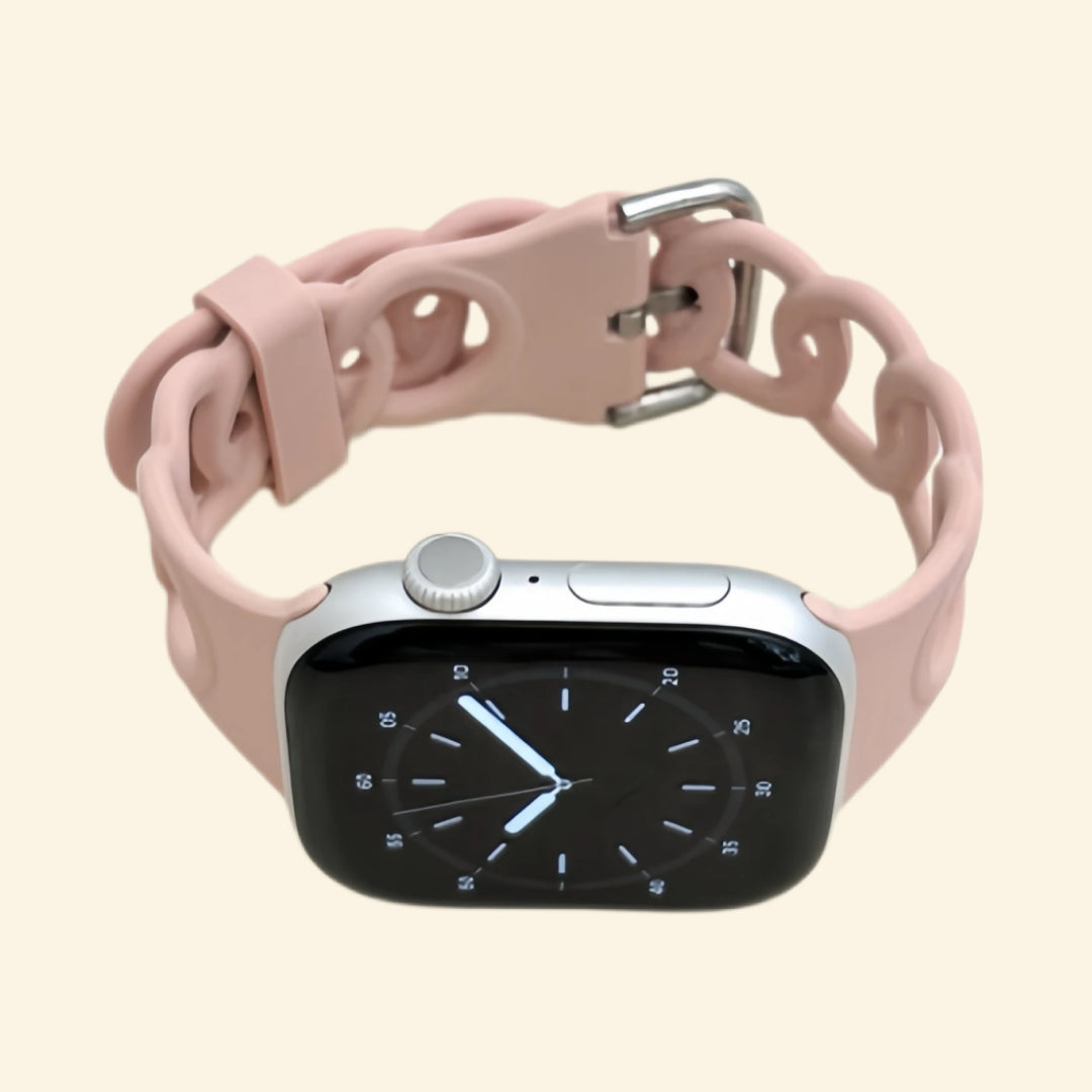 Dusty Rose Cutout Chain Link Silicone Band - Front View