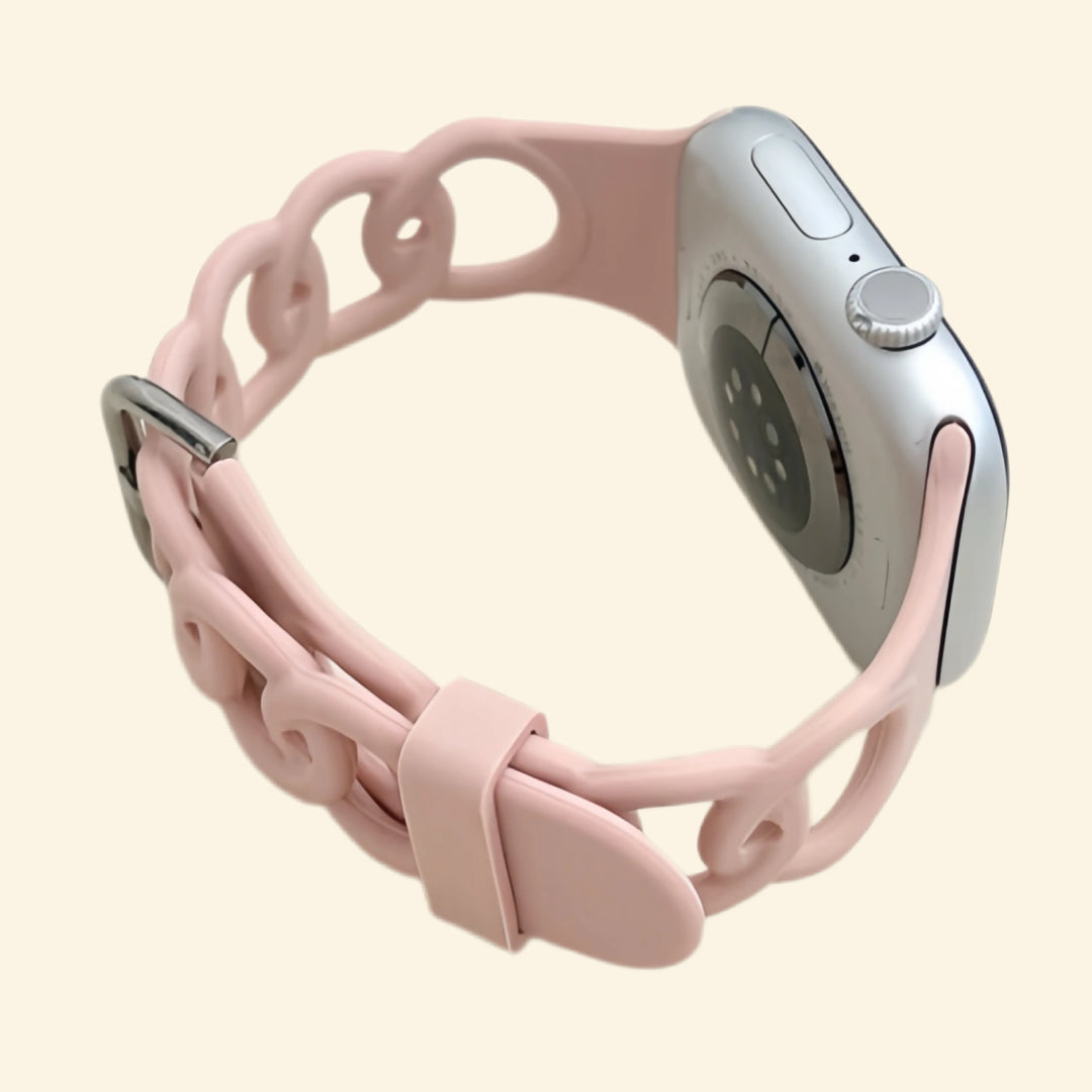 Dusty Rose Cutout Chain Link Silicone Band - Back View