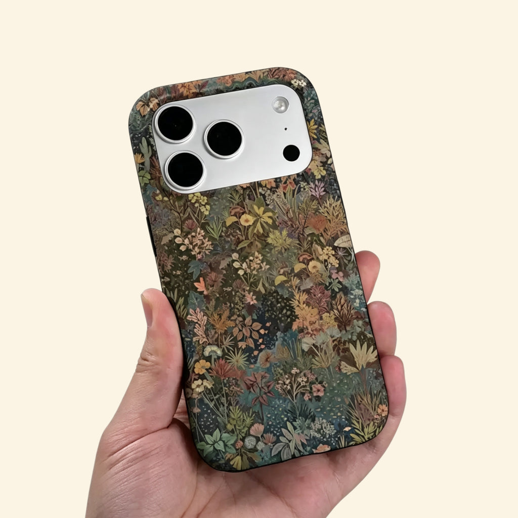 The Nocturnal Flora case – low-angle top-down view showing camera island and botanical flora detail