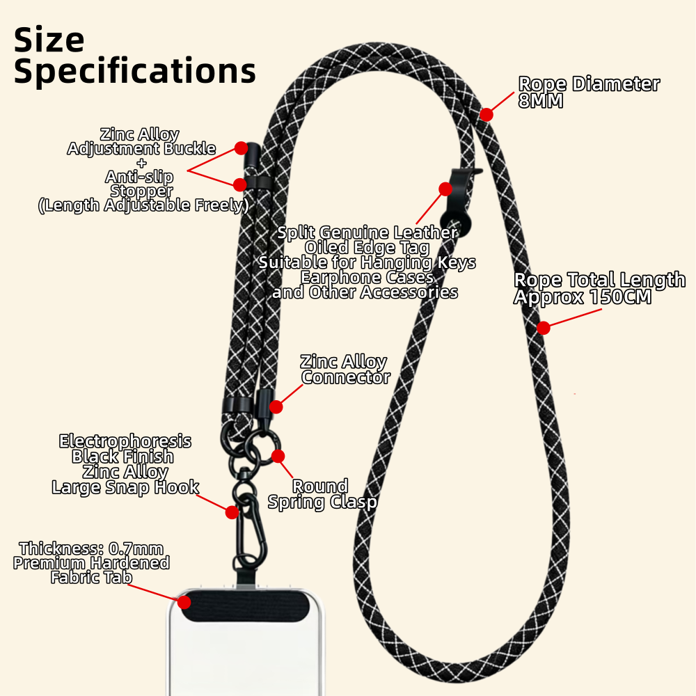 The Core Cord – Archival Utility Rope Lanyard System Monochrome Grid