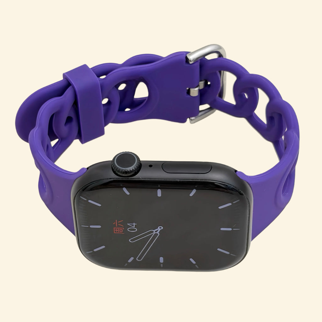 Phantom Violet Cutout Chain Link Silicone Band - Front View