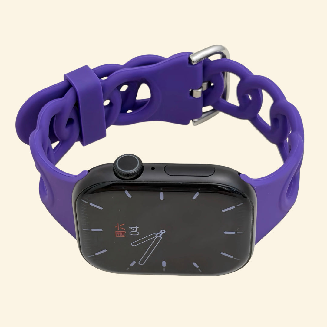 Phantom Violet Cutout Chain Link Silicone Band - Front View