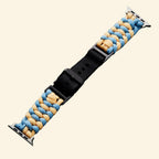 Azure Blue & Beige Paracord Braided Band on Apple Watch — angled side view