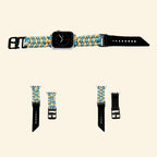Azure Blue & Beige Paracord Braided Band on Apple Watch — front face angled view