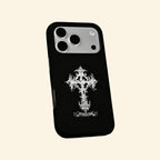 The Fearless Emblem case – flat lay back and side profile showing dual-layer matte black shell and FEARLESS banner