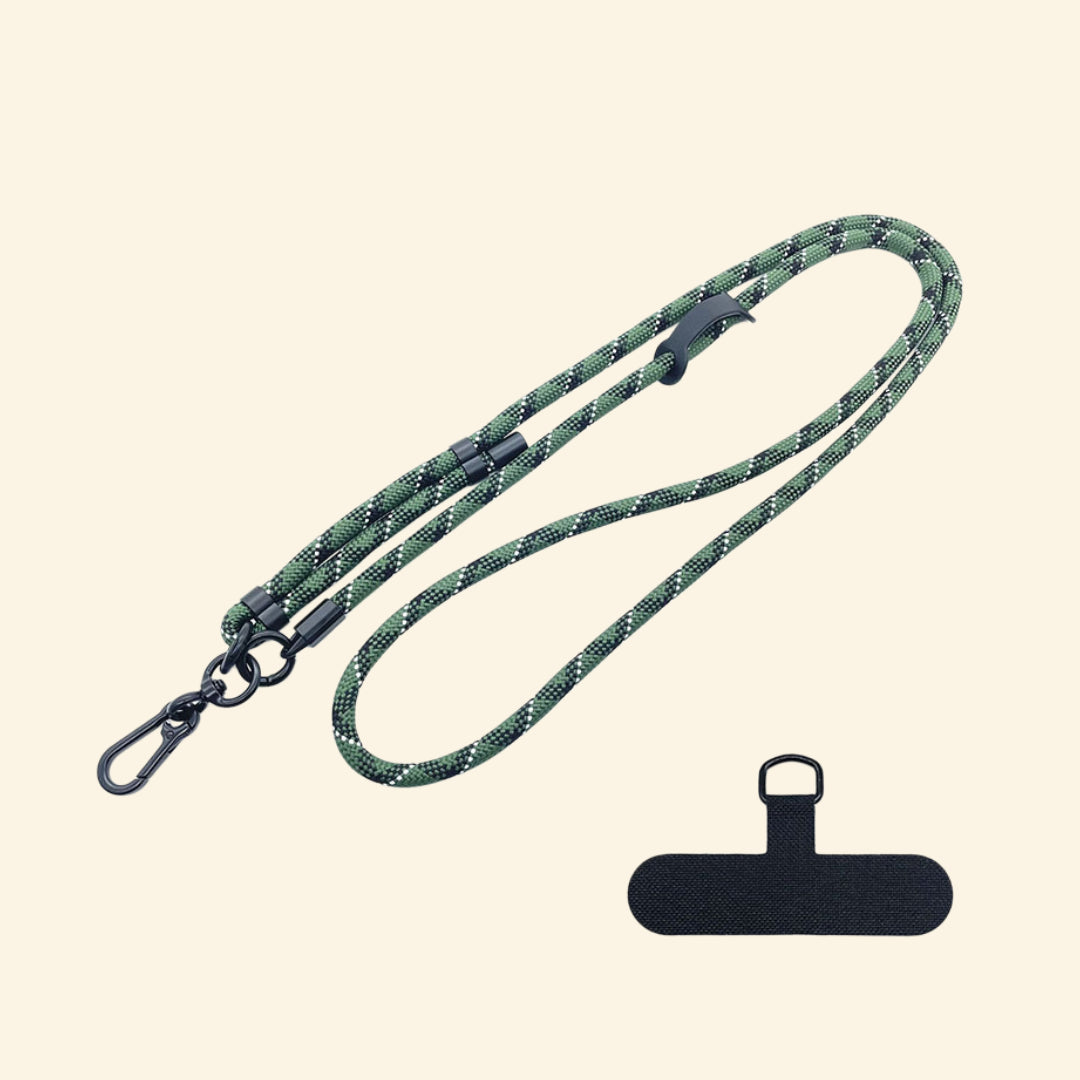 The Core Cord Tactical Olive Grid – full lanyard coiled flat lay