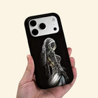 The Dark Priestess case – low-angle side view showing camera island and priestess silhouette