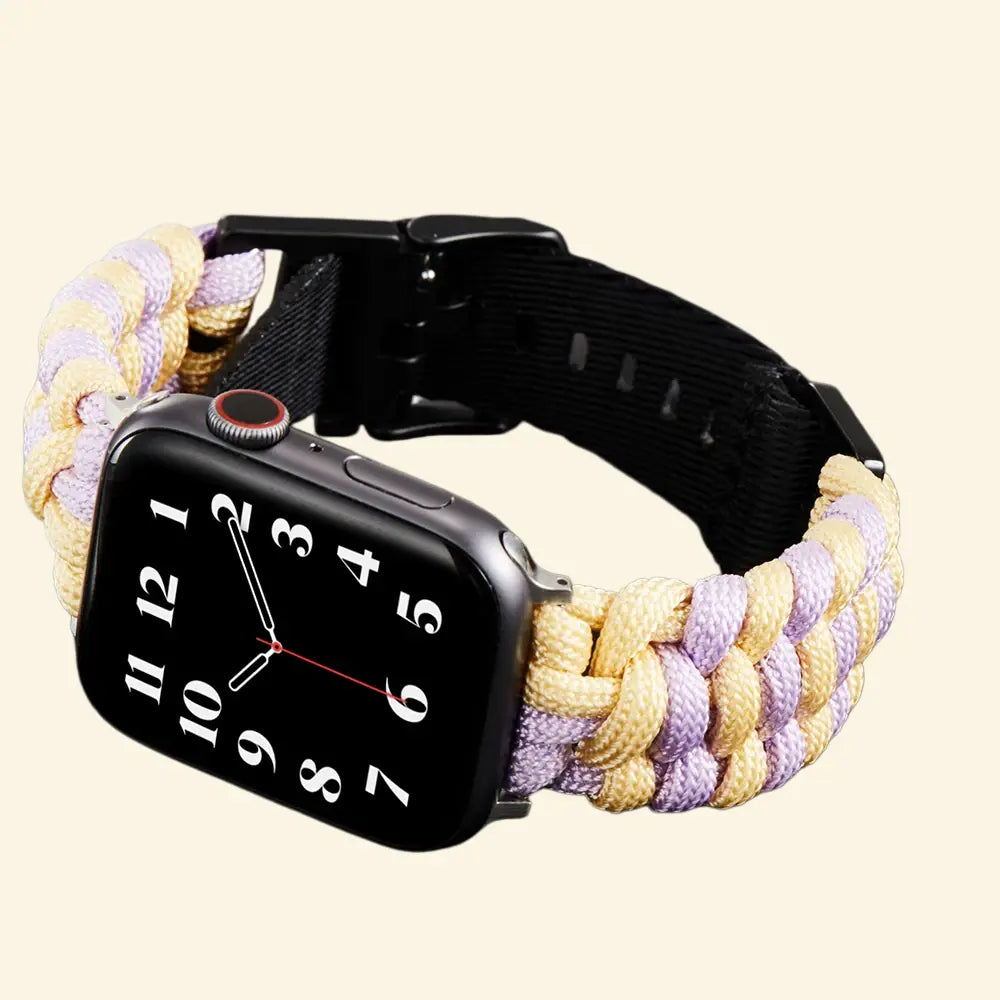 Lavender & Cream Paracord Braided Band — full band isolated diagonal view