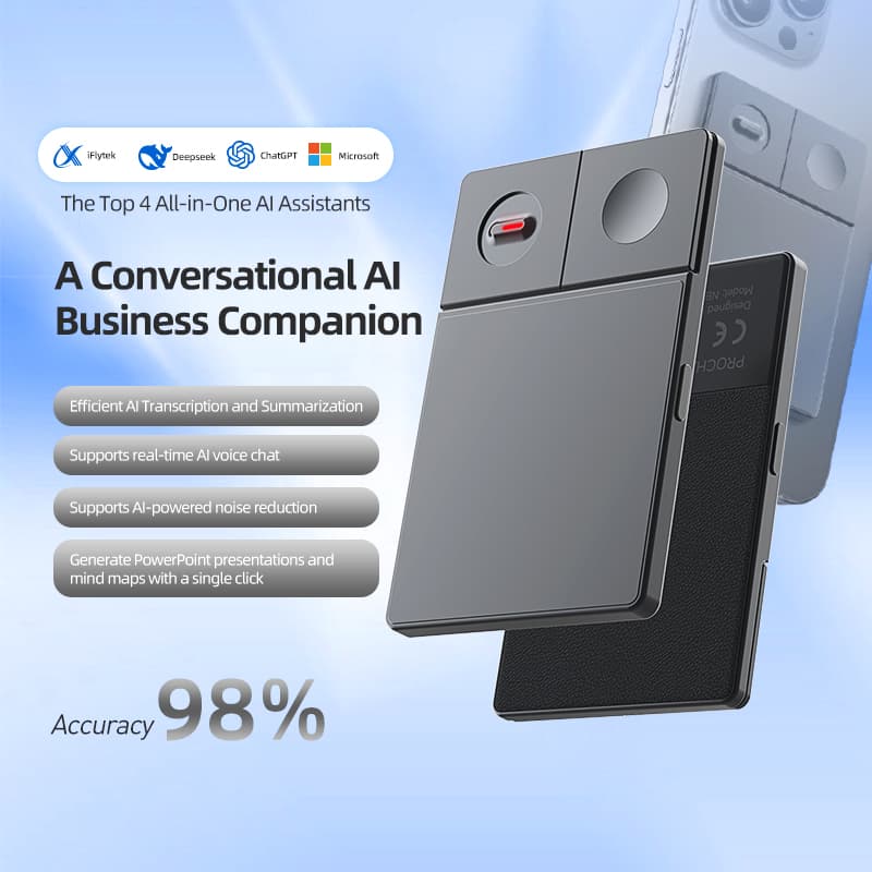 Magnetic AI Voice Recorder | Real-Time Speech-to-Text & Meeting Transcription Device